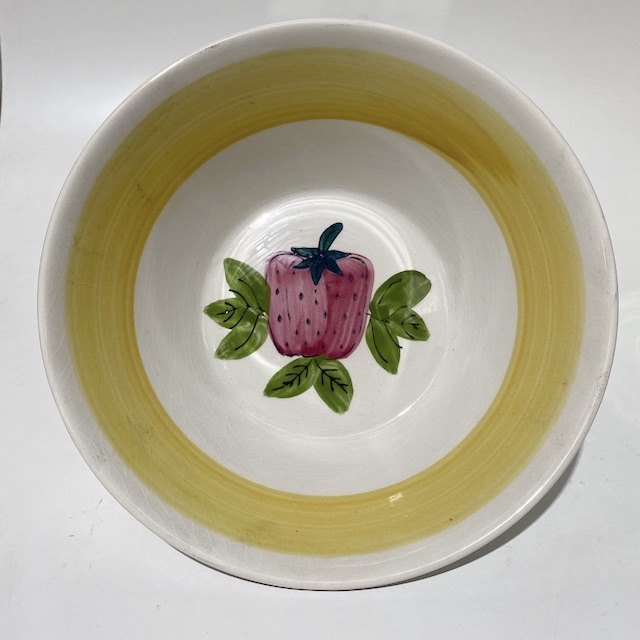 BOWL, Handpainted Yellow w Apple Fruit Bowl
